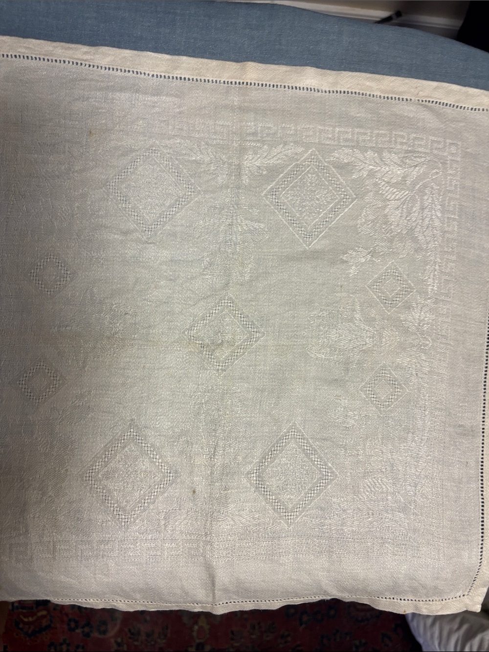 Classic Cream Damask Linen Napkins- Unbranded